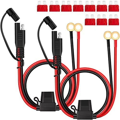 Lot De 2 Câbles Batterie 70 Cm 2 AWG 35 Mm² 12V - Câbles Épais Avec Cosses Anneau 10mm Pour Voiture, Camion, Solaire, Camping-Car