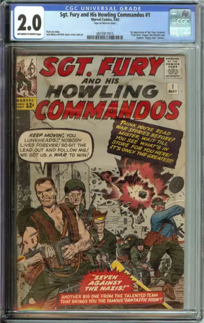 Sgt. Fury #1 Cgc 2.0 Ow/Wh Pages // 1St Appearance Of Sgt. Fury And The Howlers