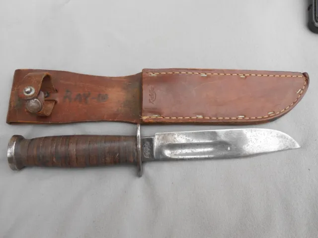 Vintage Ww2 Wwii Kinfolks Usa Fighting Knife With Orig Sheath 6" Blade Usn Usmc