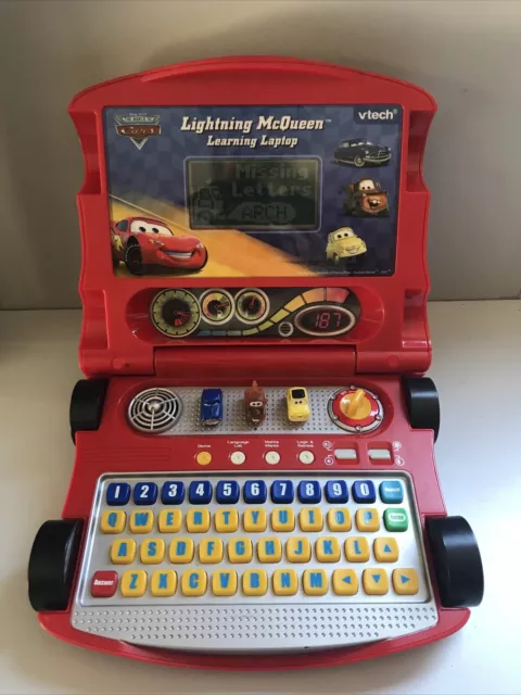 2011 VTech BILINGUAL Disney Pixar Cars 2 Lightning McQueen Learning Laptop Toy