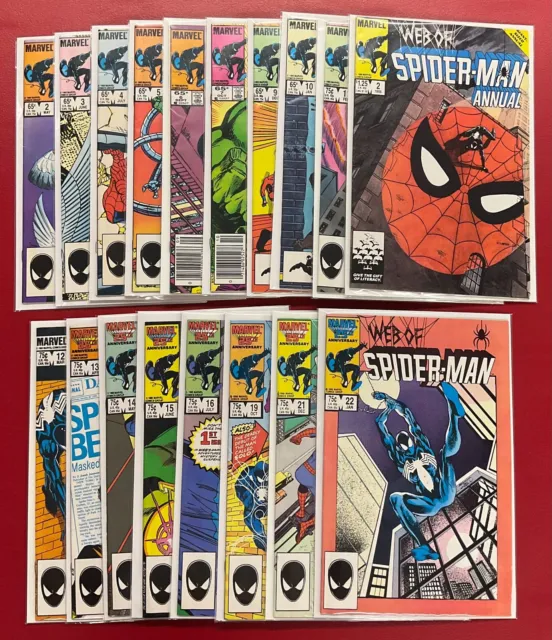 (18) Web Of Spider-Man LOT #2-22 ('85-87) KEYS #15 & 19, Annual Incl, HIGHER GR!