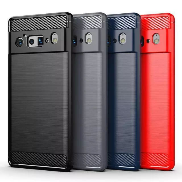 For Google Pixel 8 7A 7 Pro 6A Case Silicone Carbon Fibre Shockproof Phone Cover