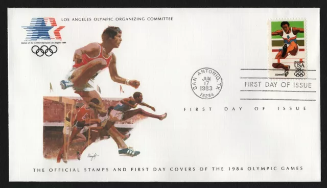 #C102 28c Hurdles, LA Olympic Committee FDC 4-1/2x8 *ANY 5=FREE SHIPPING**