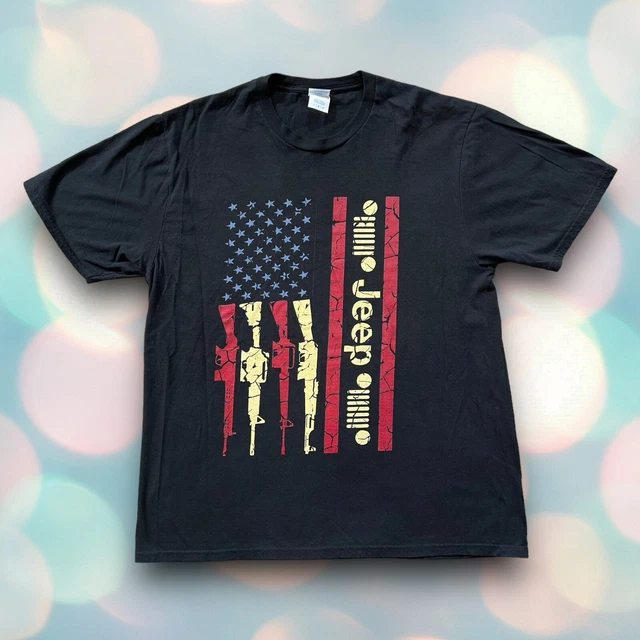 Men’s Jeep American Flag Tee Shirt Top Size L