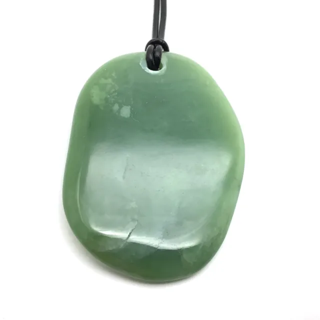 Siberian Nephrite Jade Pebble Pendant Green Stone Necklace Siberia Russia #101
