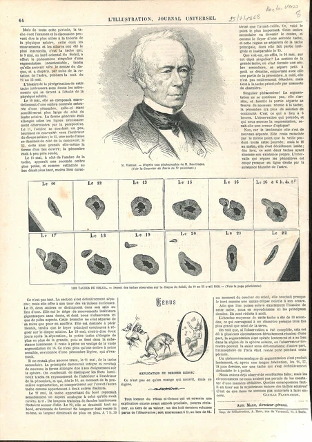 Portrait de Jean-Pons-Guillaume Viennet poète .Les taches du soleil GRAVURE 1868