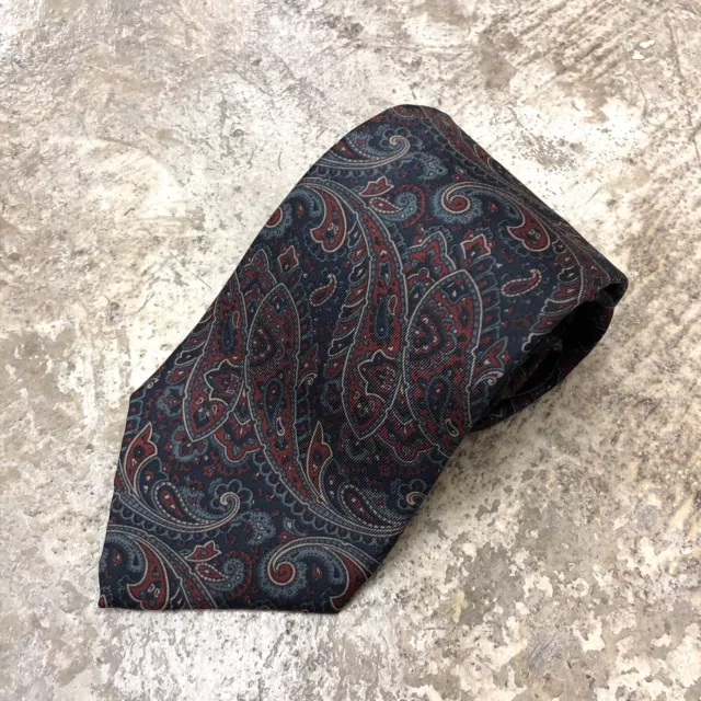 Givenchy Monsier Vtg Silk Tie Paisley Print Blue Red Black Italy 56''