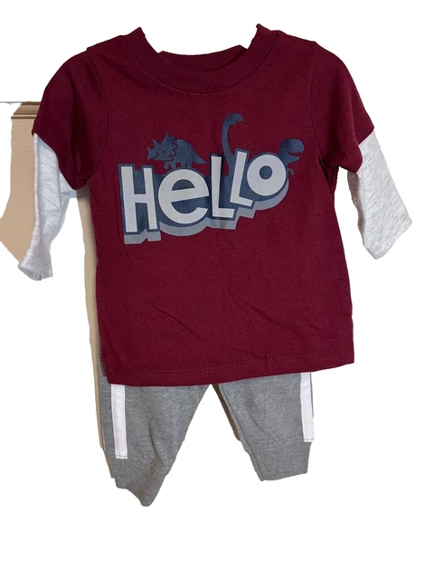 Boy Baby Infant 0-3 Months Long Sleeve Pants Set Garanimals Dinosaur