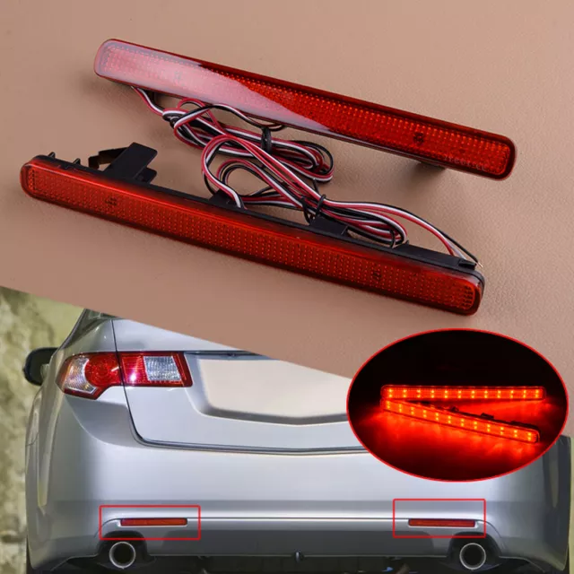 2x Red Rear Bumper Reflector Sequential Signal Light Fit For Acura TSX 2009-2014