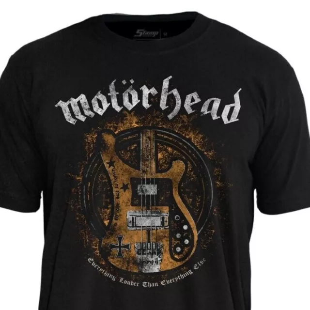 Official Licensed T-Shirt Motorhead Lemmy Bass (F/B) Stamp Rockwear