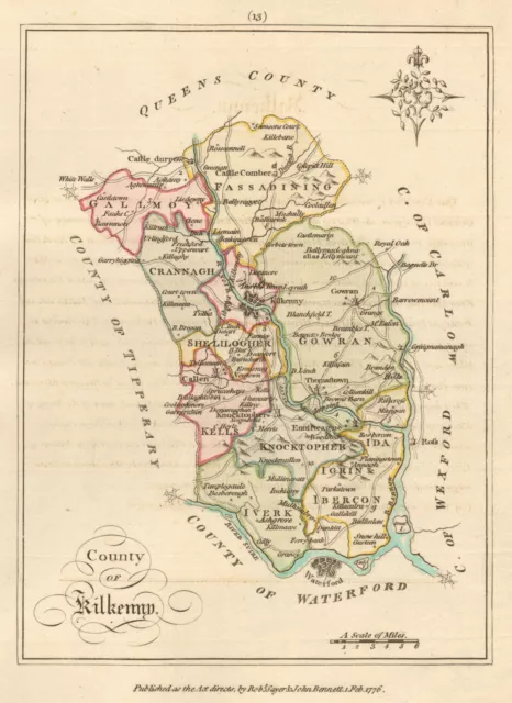 County of Kilkenny, Leinster. Antique copperplate map by Scal� / Sayer 1776