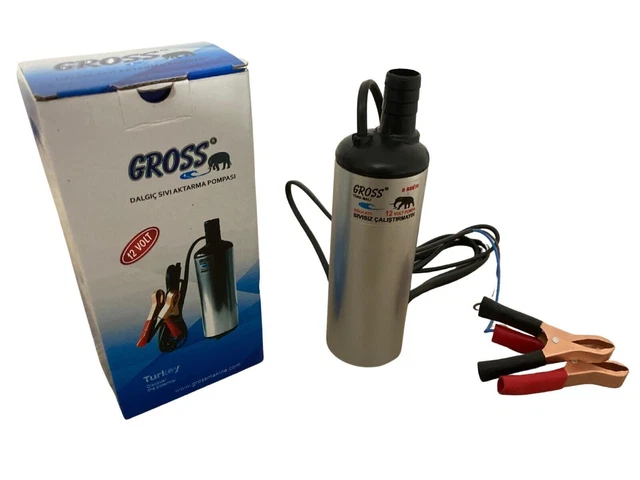 Pompe Submersible 12V Acier Inoxydable - Transfert Eau, Kérosène, Diesel 12L/min