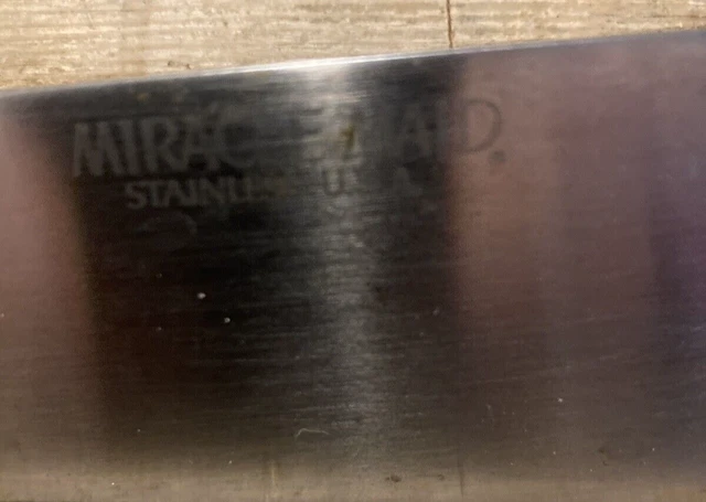 Vintage Miracle Maid Stainless 9” Kitchen Chefs Knife Wood Handle USA MCM FOODIE