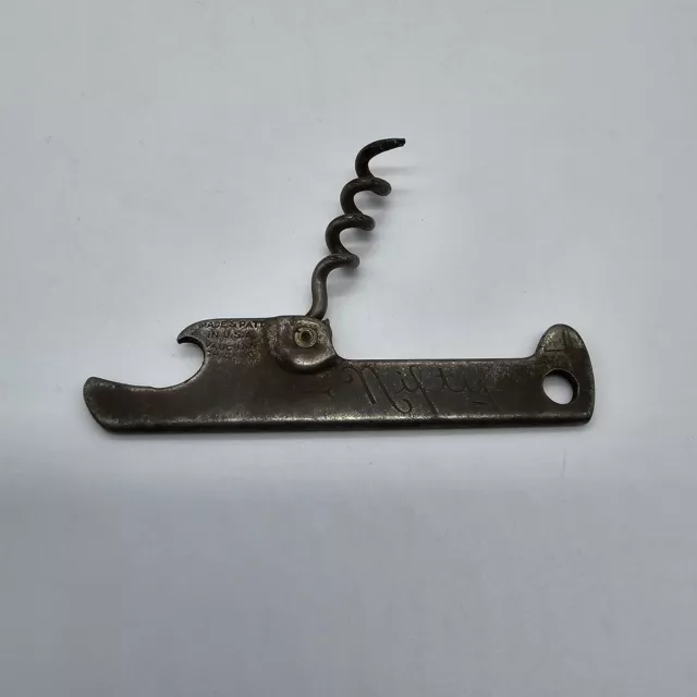 Nifty Bottle Cap Opener Corkscrew 3" Long Keychain 1930's