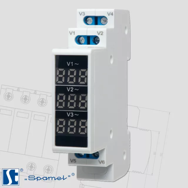 Voltmètre / Indicateur de tension détecteur modulaire triphasé SPMV/3 SPAMEL