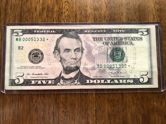 2013 $5 Us Dollar Star Note, Run Size: 320K !!