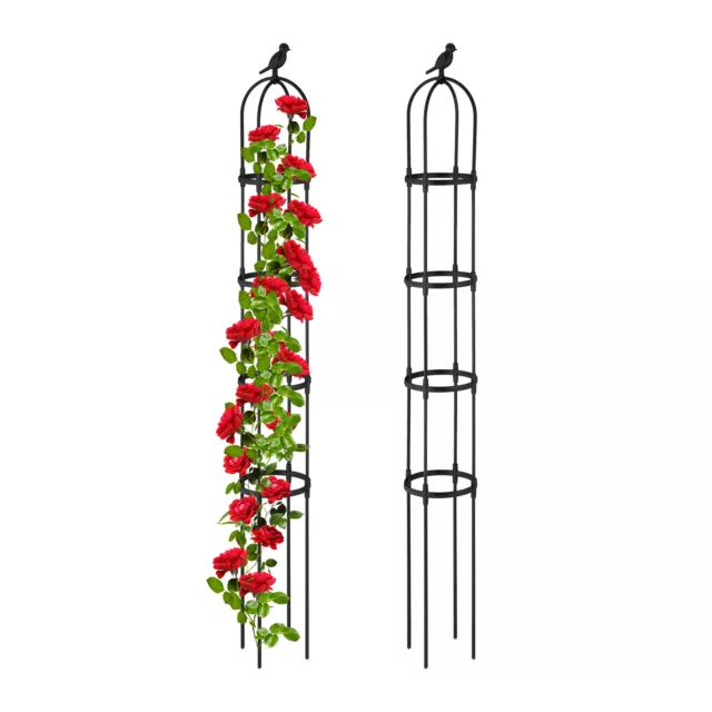 Ranksäule 2er Set schwarz Rankhilfe Rankturm Kletterpflanzen Obelisk Rosenturm