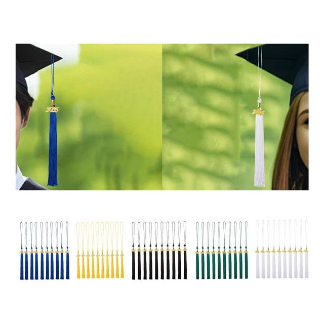 100pcs Pompons Remise Diplôme avec Breloque, Pompon Remise Diplôme 2025 pour Diplômés de la Classe 2025 et Décoration de Cérémonie (Noir 100pcs Pompons Remise Diplôme avec Breloque, Pompon Remise Diplôme 2025 pour Diplômés de la Classe 2025 et Décoration de Cérémonie (Noir