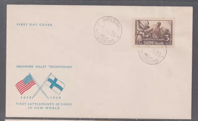 Finland 1933 First Settlement New World First Day Cover - Unaddressed