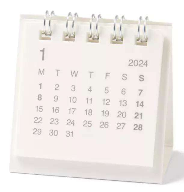 MUJI DESKTOP MINI Calendar 2024 White From Japan 6 x 6 cm NEW 13.80