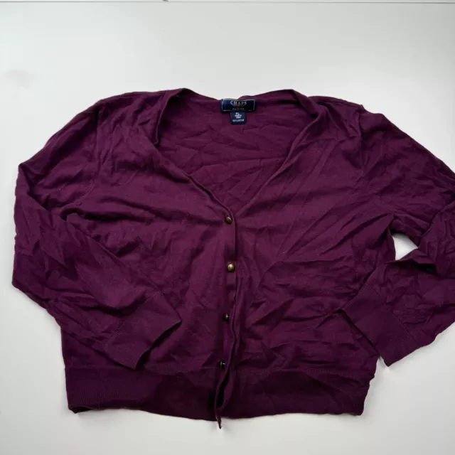 WOMENS CHAPS PETITE Large Purple Cardigan Button Up Long Sleeve 14.99 PicClick UK