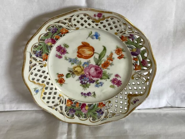 Dresden China Floral Plate