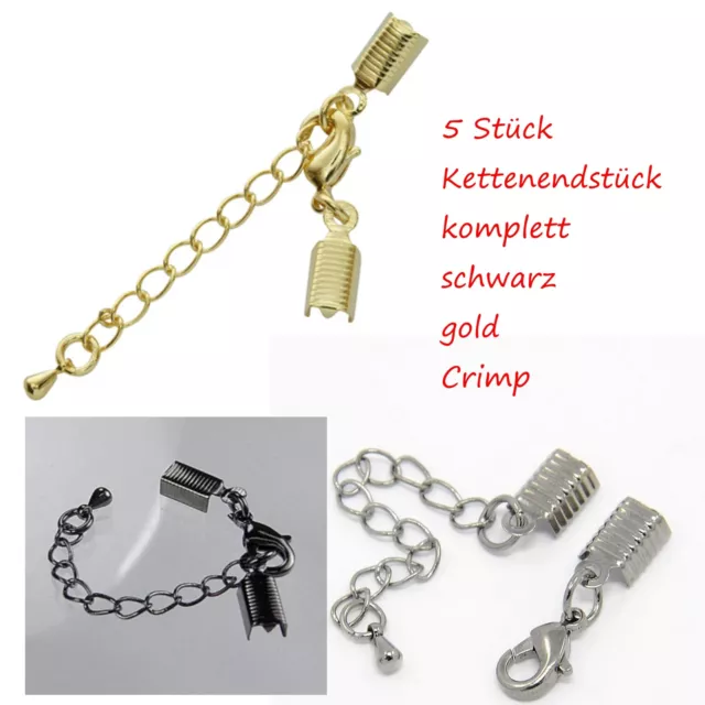 5 Sets komplett Endstück Verlängerungskettchen Clasp Crimp Bandklemme Kette