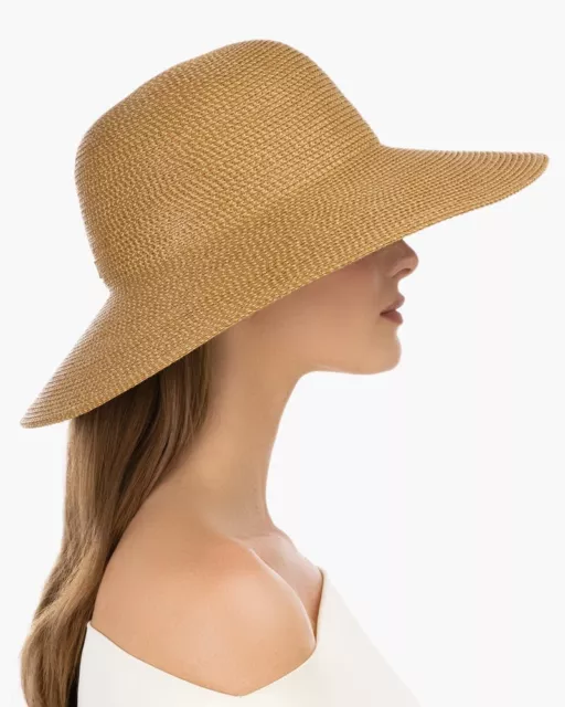 Eric Javits Womens The Hampton Straw Hat Packable Upf50+ Natural Os Nwt 3