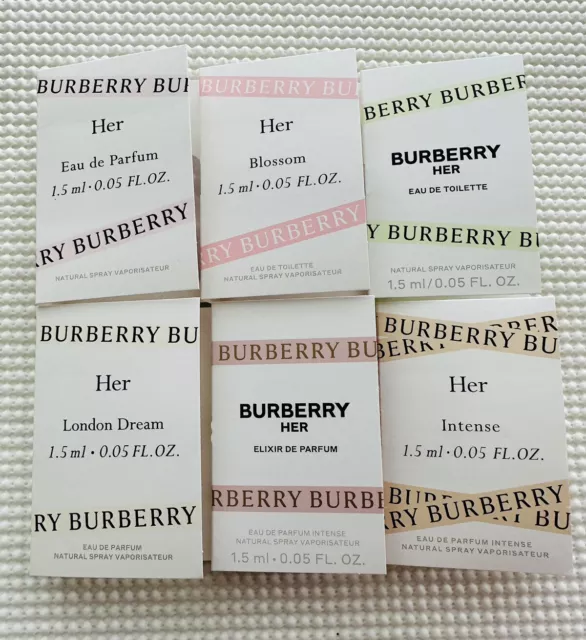 Burberry Her Perfume Collection Sample Size 6pcs (Her Blossom, Intense, Elixir..