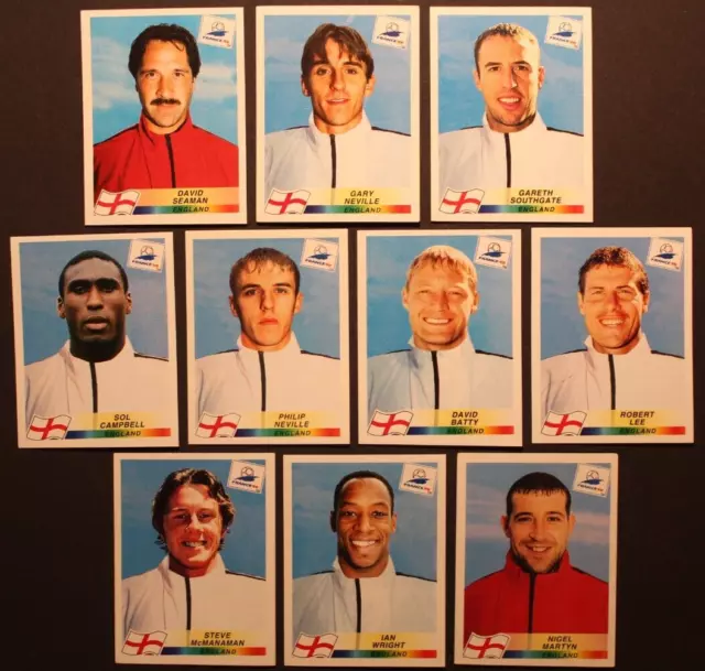 ♣ PANINI FIGURINE WC FRANCE 98 1998 ♣ 10 ENGLAND  stickers ♣