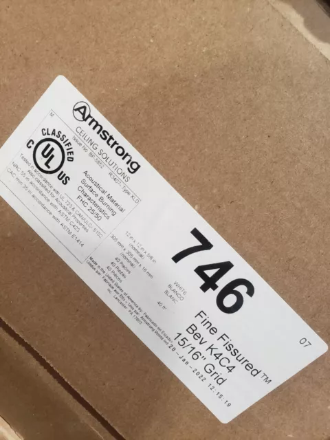 armstrong ceiling tiles 746 fine fissured bev k4c4 15/16"  Grid 40 pk. 5/8"thick
