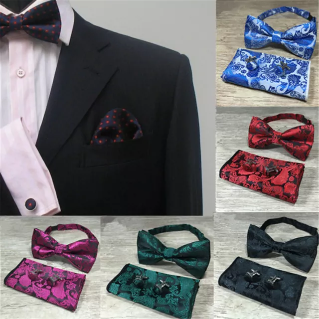 Paisley Bowtie Gewebte Seide Hochzeit Selbst Fliege Einstecktuch Set Pocket