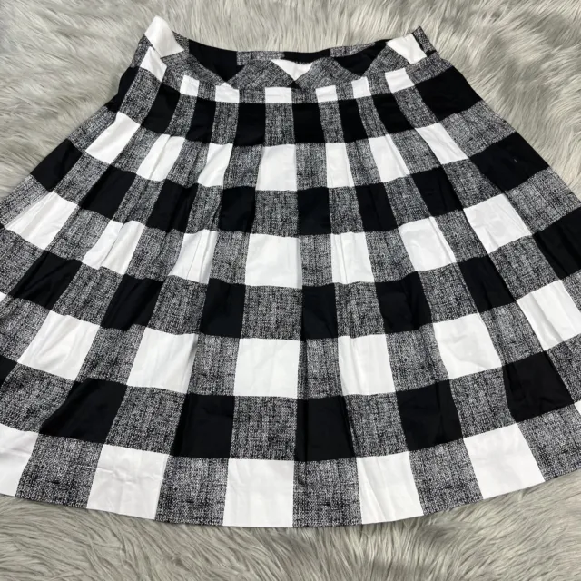 Talbots Womens Black White Buffalo Check Plaid Pleated Skirt Size 12