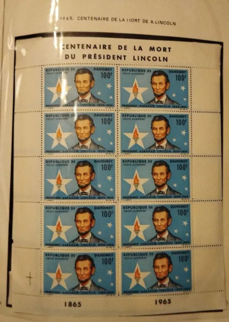 Timbre Dahomey Année 1965 Neuf ** ss charnière MNH Bloc Centenaire mort Kennedy