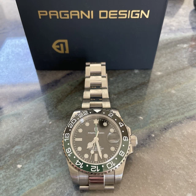 Pagani Design Orologio automatico da uomo, movimento automatico giapponese, orologio classico in vetro zaffiro 100 metri, impermeabile, luminoso e affari, Acciaio bianco