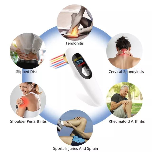 LASTEK 3 Colors Handheld 650nm 3R Cold Laser Therapy Device for Body Pain Relief