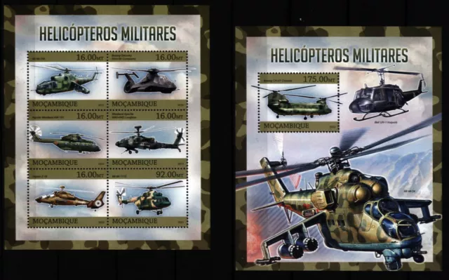 Mozambique 2013 - Helicopter Helicopter Bell Sikorsky - No. 6595-00 + Bl. 761 **