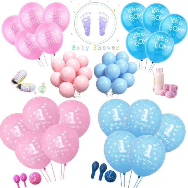 Gender Reveal Ballons Set Baby Dusche Dekoration Junge oder Mädchen Party Konfetti UK