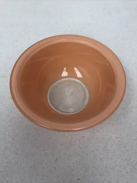 Vintage 1L Pyrex Peach Glass Clear Bottom Nesting Mixing Bowl Corning 7"  #322