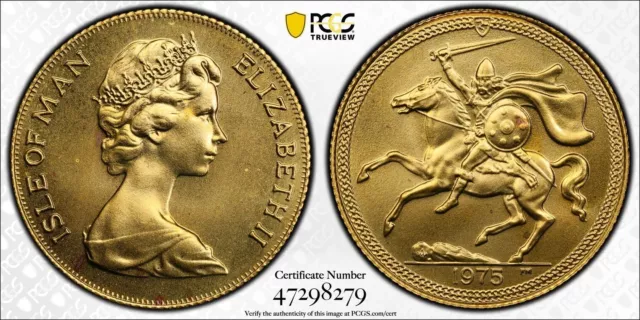 1975-PM Isle of Man Gold Sovereign MS68 PCGS - Scarce Low Mintage