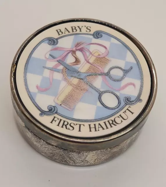 Vintage Geary’s Beverly Hills Baby’s First Hair Cut  Silver Trinket Box