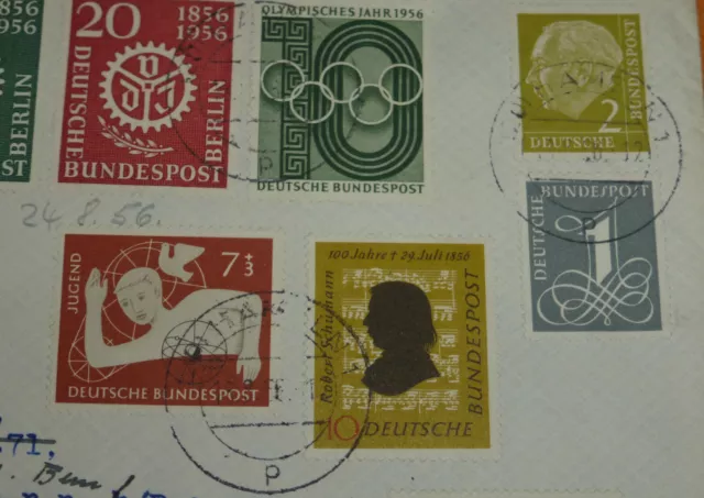 Bund R-Brief Buntfrankatur 1956 Hameln Wabern bei Bern Schweiz Rücks. 4 Stempel 3