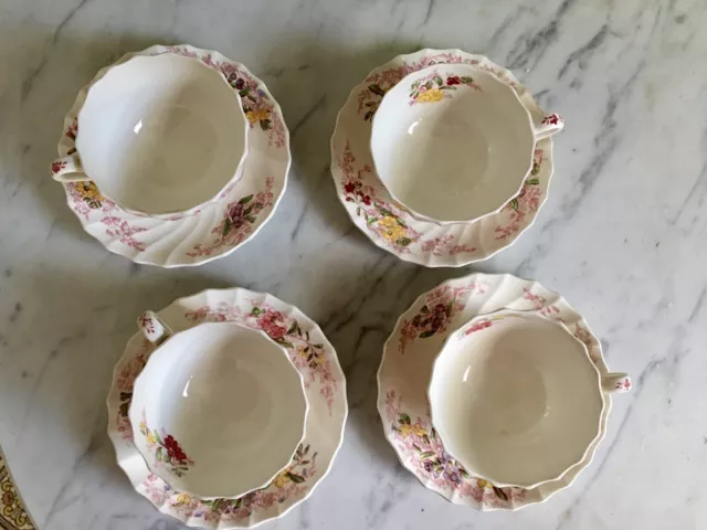 Vintage Copeland Spode Lot Of  4  Beautiful FAIRY DELL Tea Cups & Sauces 2