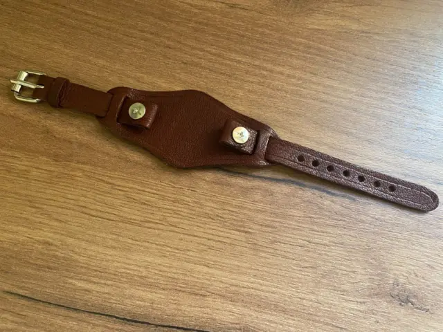 14mm handmade brown leather WW1 WW2 military army trench watch bund strap band