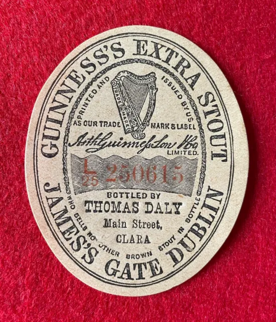 Guinness Bottle Label , Clara , Co. Offaly , Ireland, Brewery, Vintage.