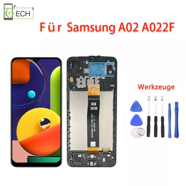 Für Samsung Galaxy A02 SM-A022F LCD Display mit Rahmen Touchscreen Bildschirm