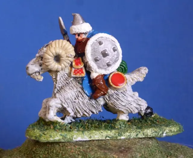 Vintage Ral Partha FASA Bob Olley 02-034 Dwarf with Goat Mount oop.