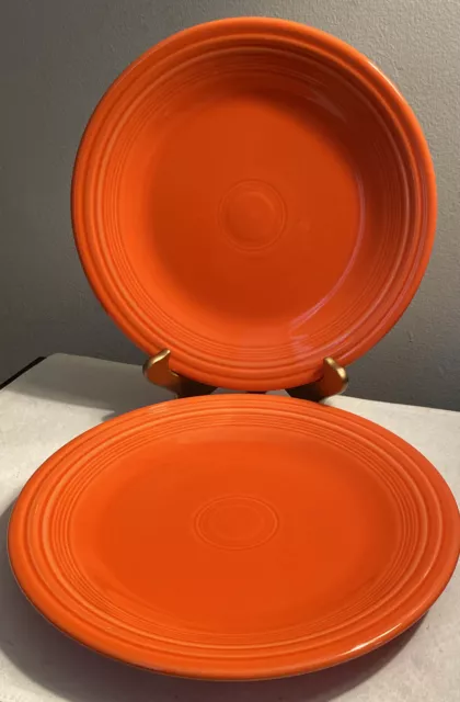 Vintage Homer Laughlin Fiestaware Orange Dinner Plates  10.5" Set Of (2)