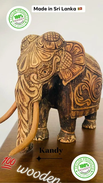 Wooden Elephant Sculpture Lucky Statue Hand Carved Figurine   Handmade Ornament