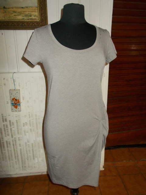 Robe Cop Copine Manches Courtes Beige Marron - Taille 36 - Velours - Occasion Très Bon état - Femme